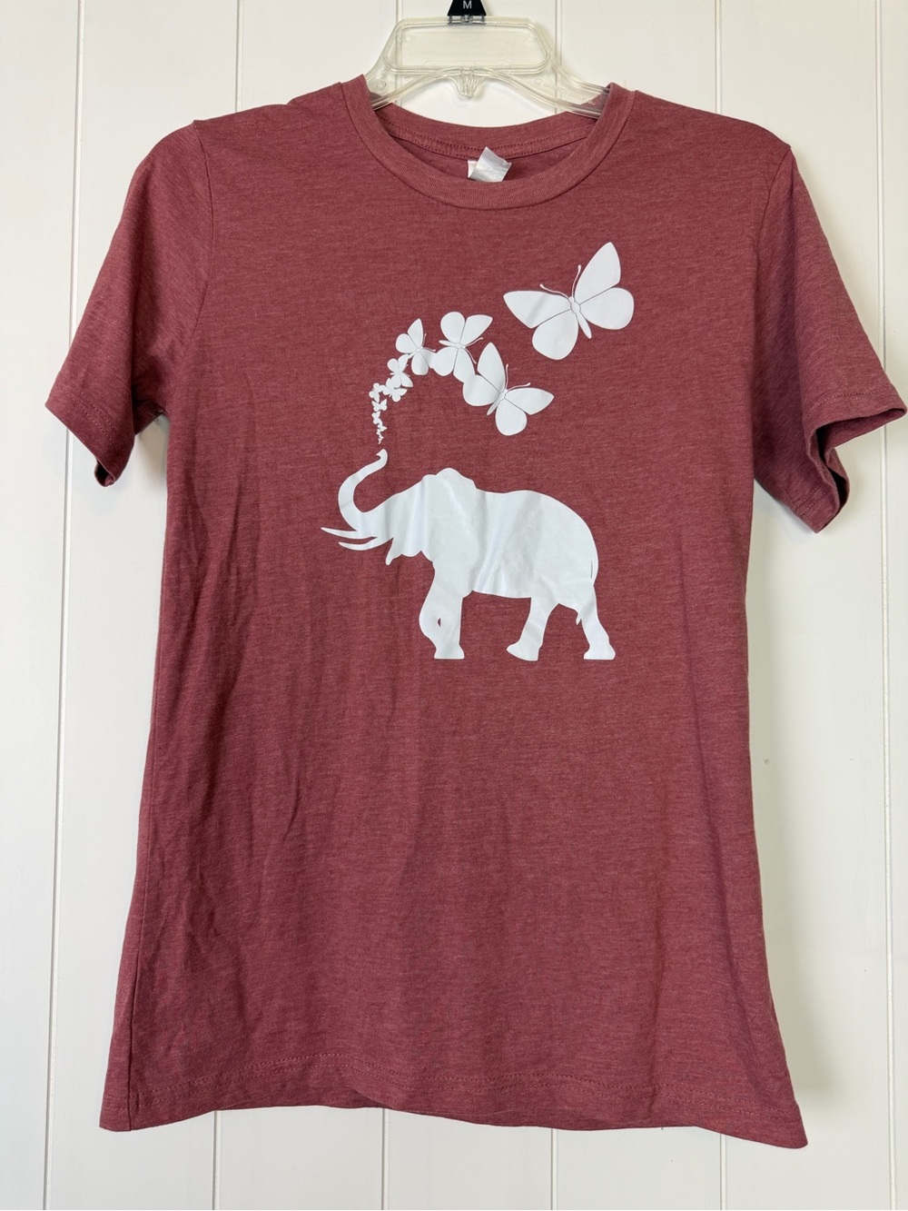 Elephant & Butterflies Graphic Tee - Maroon